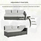 Ensemble de meubles de salle à manger d'angle TOPMAX 6 pièces en résine tressée avec assise réglable et coffre de rangement
