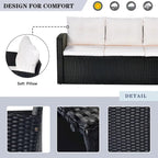 Ensemble de salle à manger d'extérieur GO 6 pièces en résine tressée PE résistante aux intempéries avec table basse
