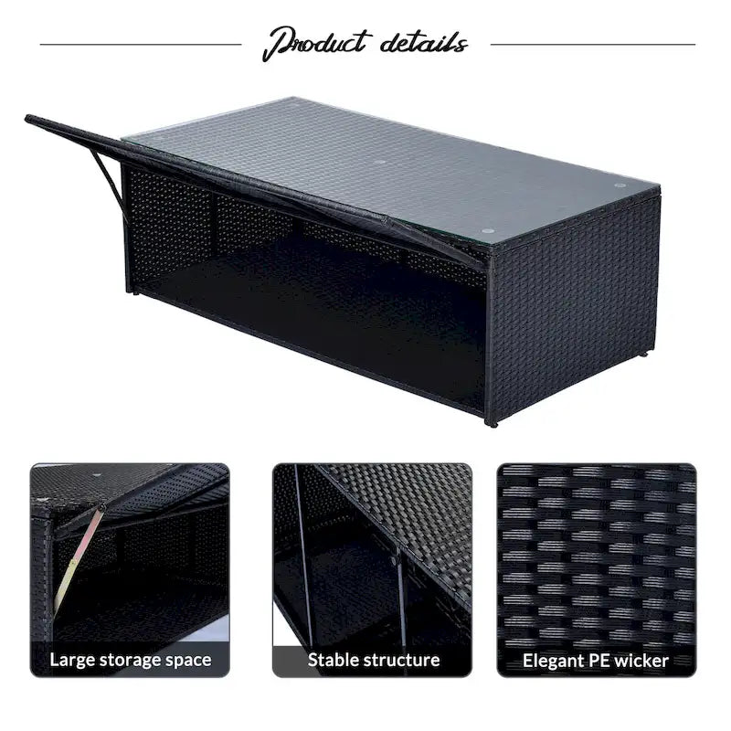 Ensemble de salle à manger d'extérieur GO 6 pièces en résine tressée PE résistante aux intempéries avec table basse