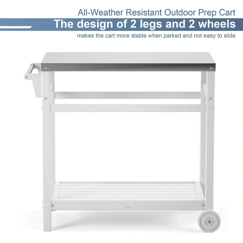 Chariot de préparation extérieur avec table à manger pour four à pizza, barbecue de terrasse ou de jardin