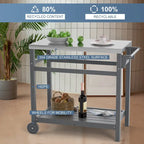 Chariot de préparation extérieur avec table à manger pour four à pizza, barbecue de terrasse ou de jardin