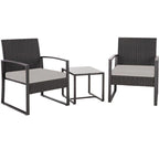 Ensemble bistro en résine tressée 3 pièces, chaises de patio extérieures avec table basse