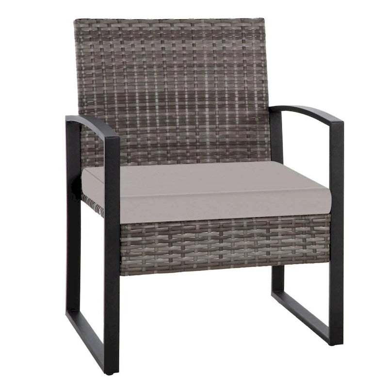 Ensemble bistro en résine tressée 3 pièces, chaises de patio extérieures avec table basse