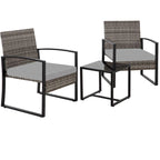 Ensemble bistro en résine tressée 3 pièces, chaises de patio extérieures avec table basse