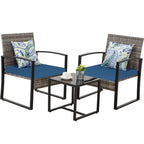 Ensemble bistro en résine tressée 3 pièces, chaises de patio extérieures avec table basse