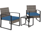 Ensemble bistro en résine tressée 3 pièces, chaises de patio extérieures avec table basse