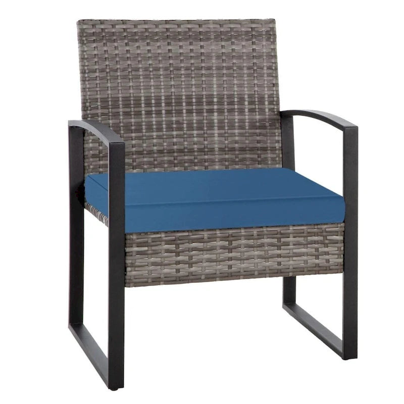 Ensemble bistro en résine tressée 3 pièces, chaises de patio extérieures avec table basse