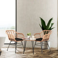 Ensemble de conversation de 3 chaises de jardin en osier avec coussins - 54 cm (L) x 60 cm (l) x 80 cm (H)