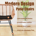 Ensemble de conversation de 3 chaises de jardin en osier avec coussins - 54 cm (L) x 60 cm (l) x 80 cm (H)