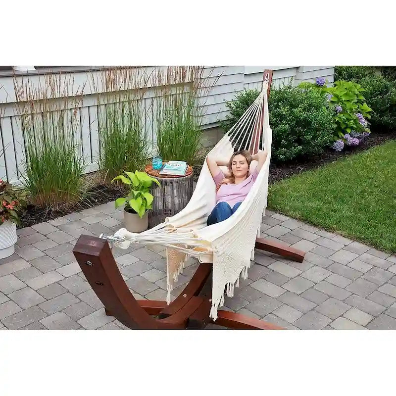 Hamac de patio brésilien en coton, balancelle d'extérieur