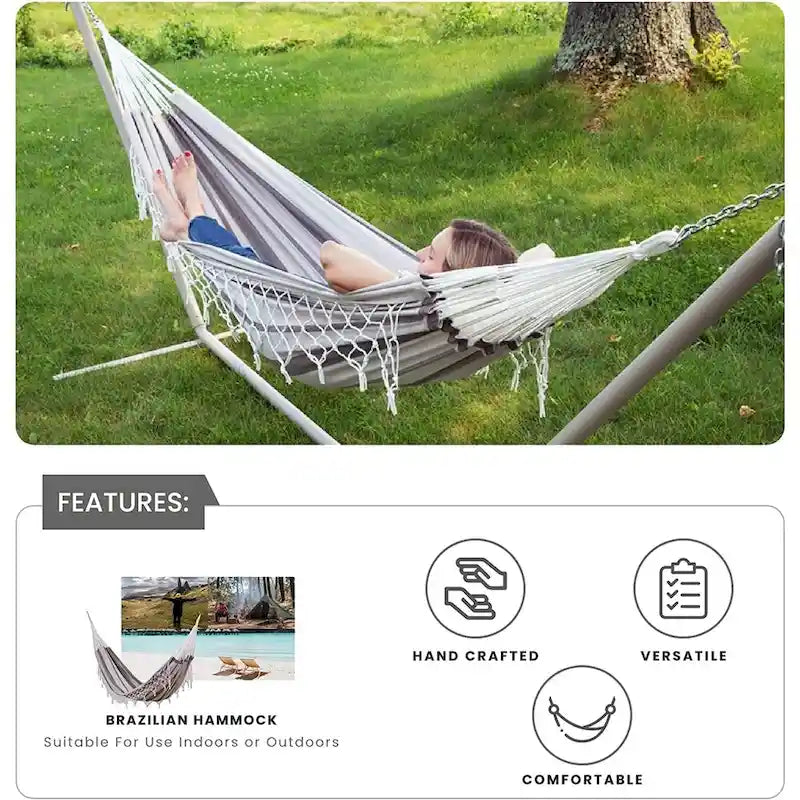 Hamac de patio brésilien en coton, balancelle d'extérieur
