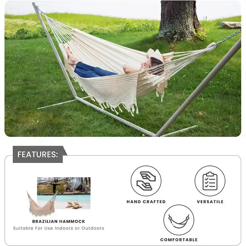 Hamac de patio brésilien en coton, balancelle d'extérieur