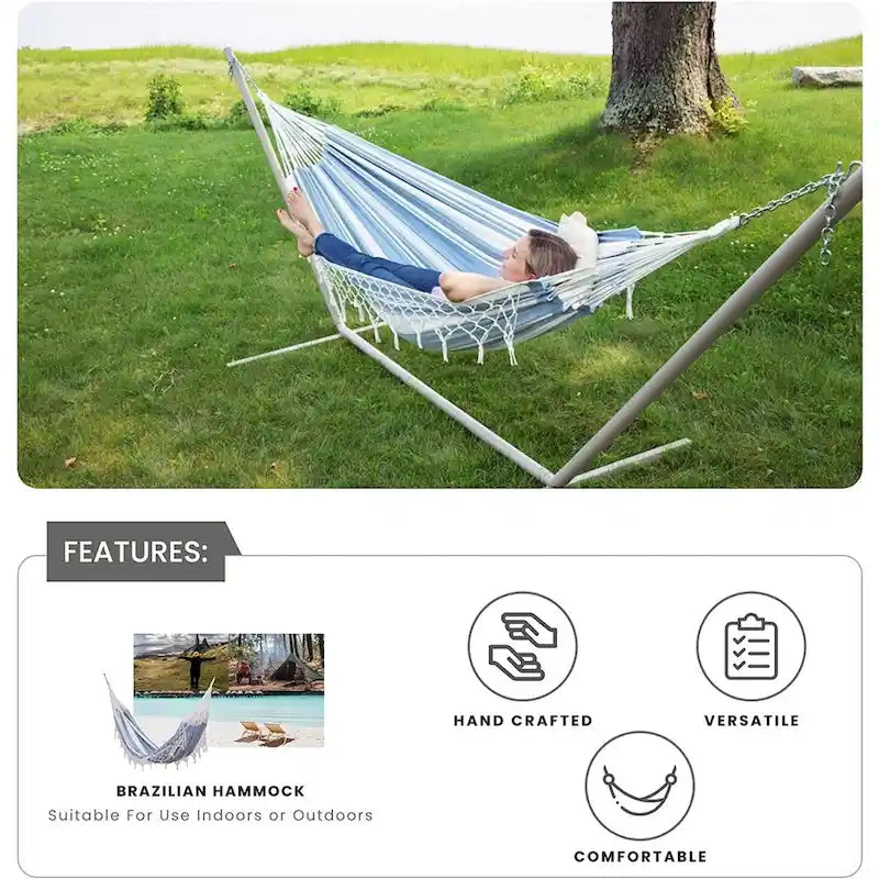 Hamac de patio brésilien en coton, balancelle d'extérieur