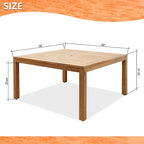 Table de jardin carrée Amazonia en teck brun - 150 cm L x 150 cm l x 76 cm H