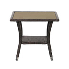 Table d'appoint carrée d'extérieur en osier, table basse de patio à 2 niveaux