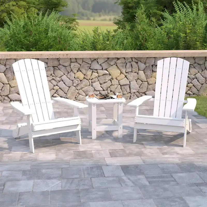 Ensemble de 2 chaises Adirondack pliantes d'intérieur/extérieur avec table d'appoint - 34 cm de profondeur x 30,25 cm de largeur x 37 cm de hauteur