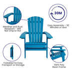 Ensemble de 2 chaises Adirondack pliantes d'intérieur/extérieur avec table d'appoint - 34 cm de profondeur x 30,25 cm de largeur x 37 cm de hauteur