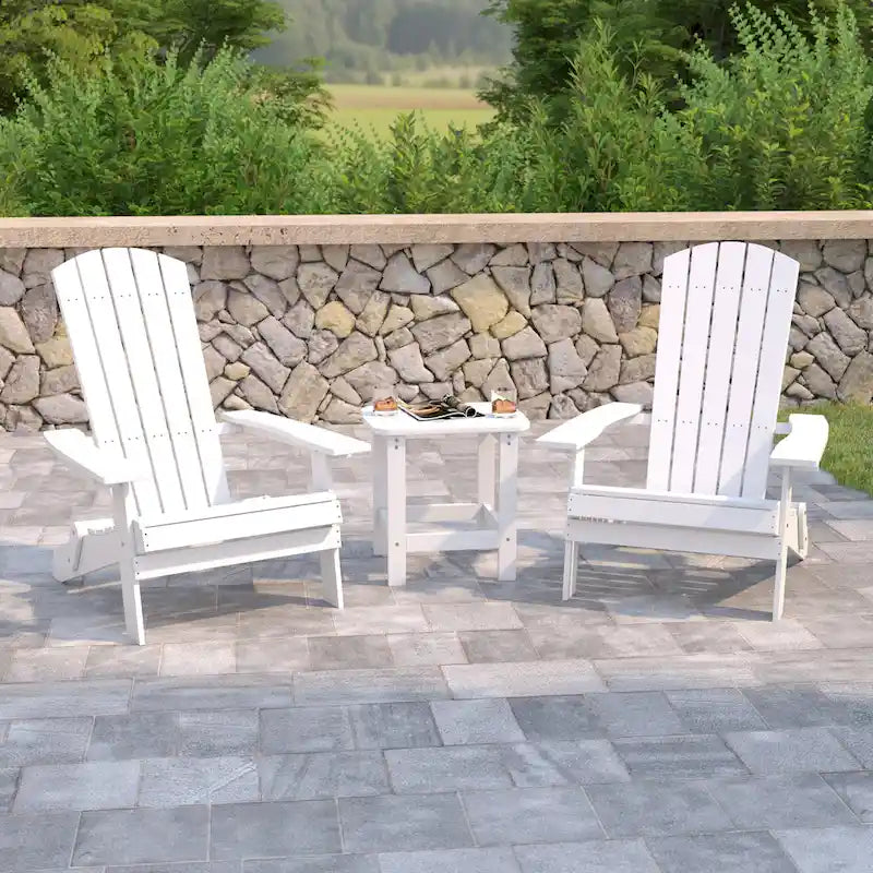 Ensemble de 2 chaises Adirondack pliantes d'intérieur/extérieur avec table d'appoint - 34 cm de profondeur x 30,25 cm de largeur x 37 cm de hauteur