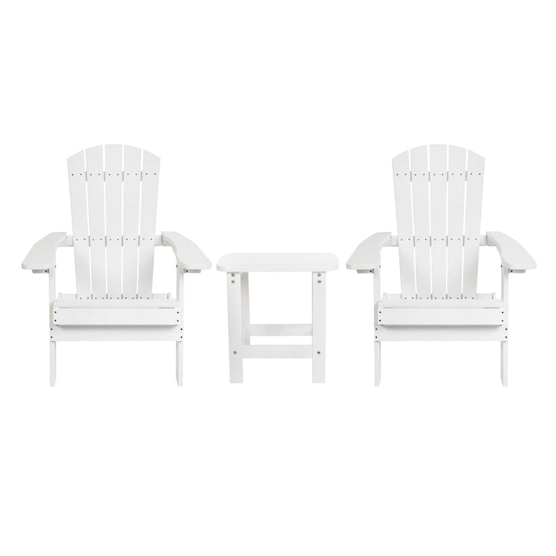 Ensemble de 2 chaises Adirondack pliantes d'intérieur/extérieur avec table d'appoint - 34 cm de profondeur x 30,25 cm de largeur x 37 cm de hauteur