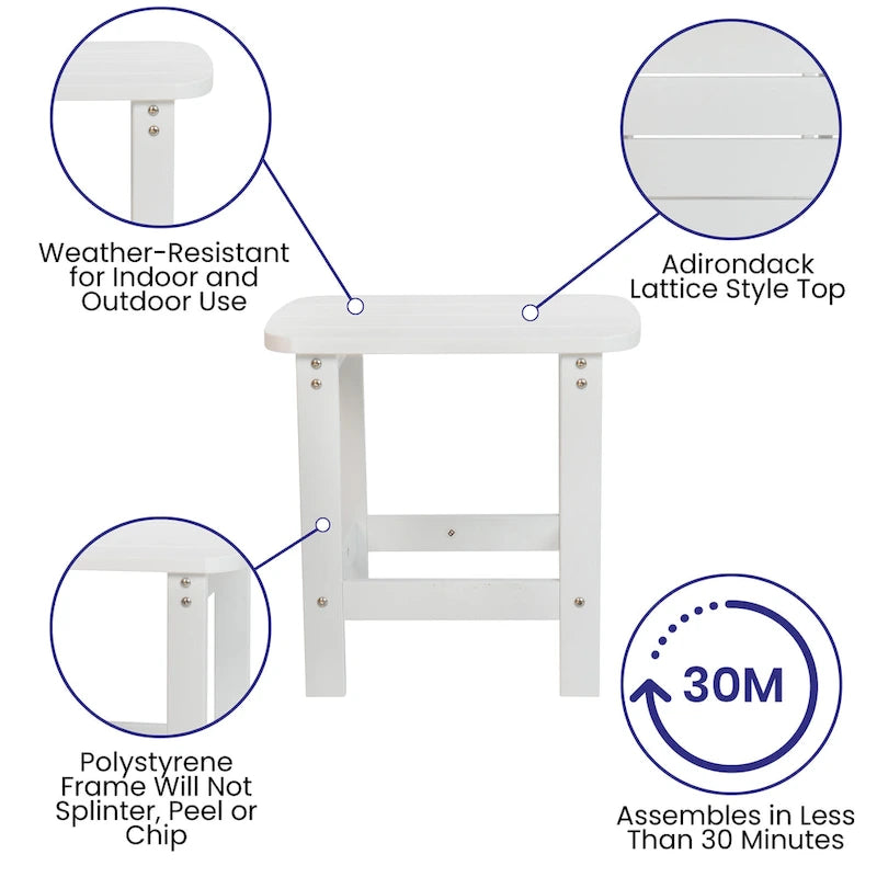 Ensemble de 2 chaises Adirondack pliantes d'intérieur/extérieur avec table d'appoint - 34 cm de profondeur x 30,25 cm de largeur x 37 cm de hauteur