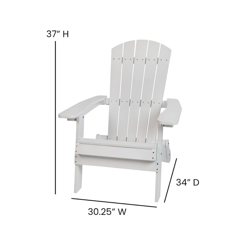 Ensemble de 2 chaises Adirondack pliantes d'intérieur/extérieur avec table d'appoint - 34 cm de profondeur x 30,25 cm de largeur x 37 cm de hauteur