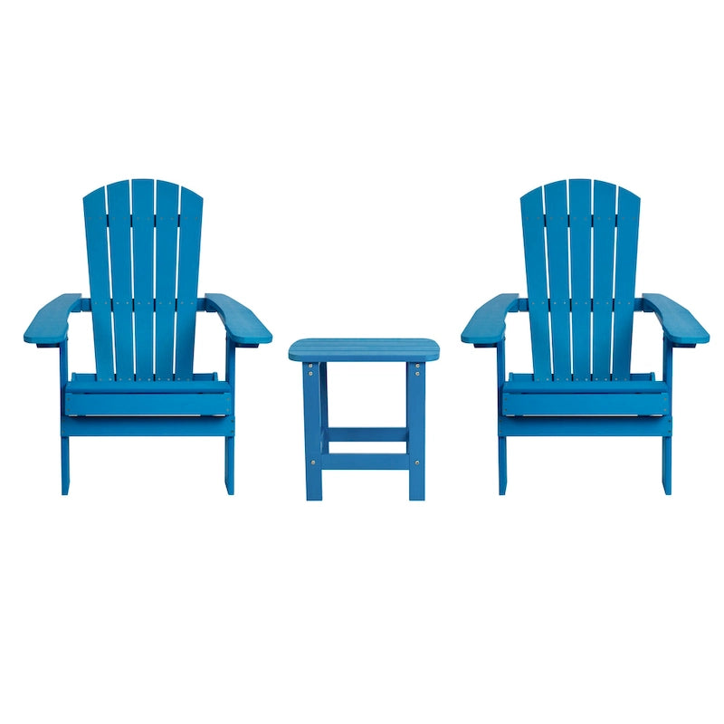 Ensemble de 2 chaises Adirondack pliantes d'intérieur/extérieur avec table d'appoint - 34 cm de profondeur x 30,25 cm de largeur x 37 cm de hauteur