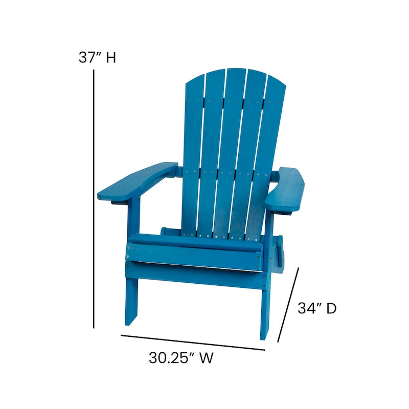 Ensemble de 2 chaises Adirondack pliantes d'intérieur/extérieur avec table d'appoint - 34 cm de profondeur x 30,25 cm de largeur x 37 cm de hauteur