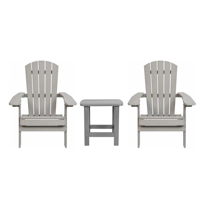 Ensemble de 2 chaises Adirondack pliantes d'intérieur/extérieur avec table d'appoint - 34 cm de profondeur x 30,25 cm de largeur x 37 cm de hauteur