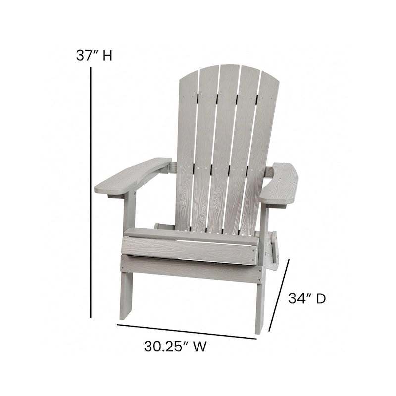 Ensemble de 2 chaises Adirondack pliantes d'intérieur/extérieur avec table d'appoint - 34 cm de profondeur x 30,25 cm de largeur x 37 cm de hauteur
