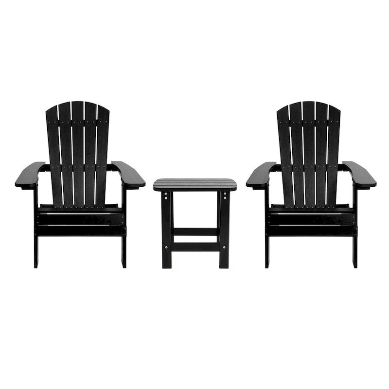 Ensemble de 2 chaises Adirondack pliantes d'intérieur/extérieur avec table d'appoint - 34 cm de profondeur x 30,25 cm de largeur x 37 cm de hauteur