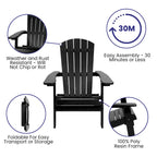 Ensemble de 2 chaises Adirondack pliantes d'intérieur/extérieur avec table d'appoint - 34 cm de profondeur x 30,25 cm de largeur x 37 cm de hauteur