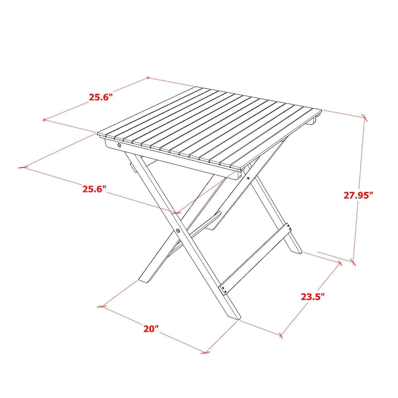 Ensemble de table pliante 3 pièces East West Furniture en bois : une table basse d'extérieur en bois d'acacia et 2 fauteuils pliants, finition huile naturelle.