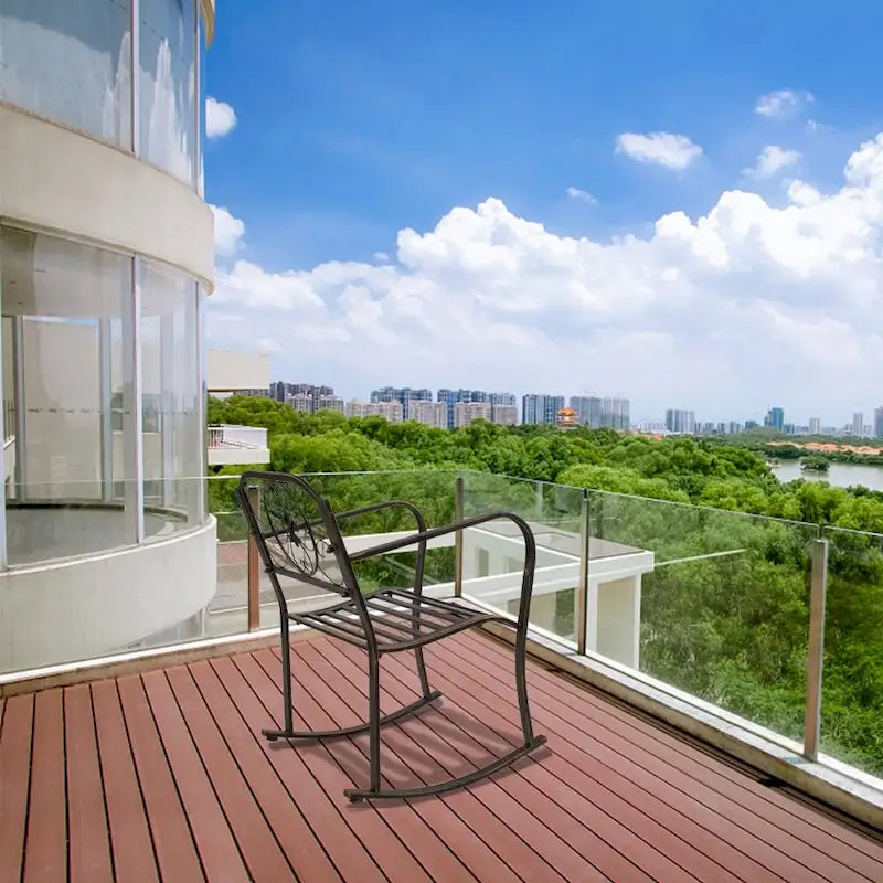 Fauteuil à bascule simple à tube plat de 31,5 pouces, couleur bronze