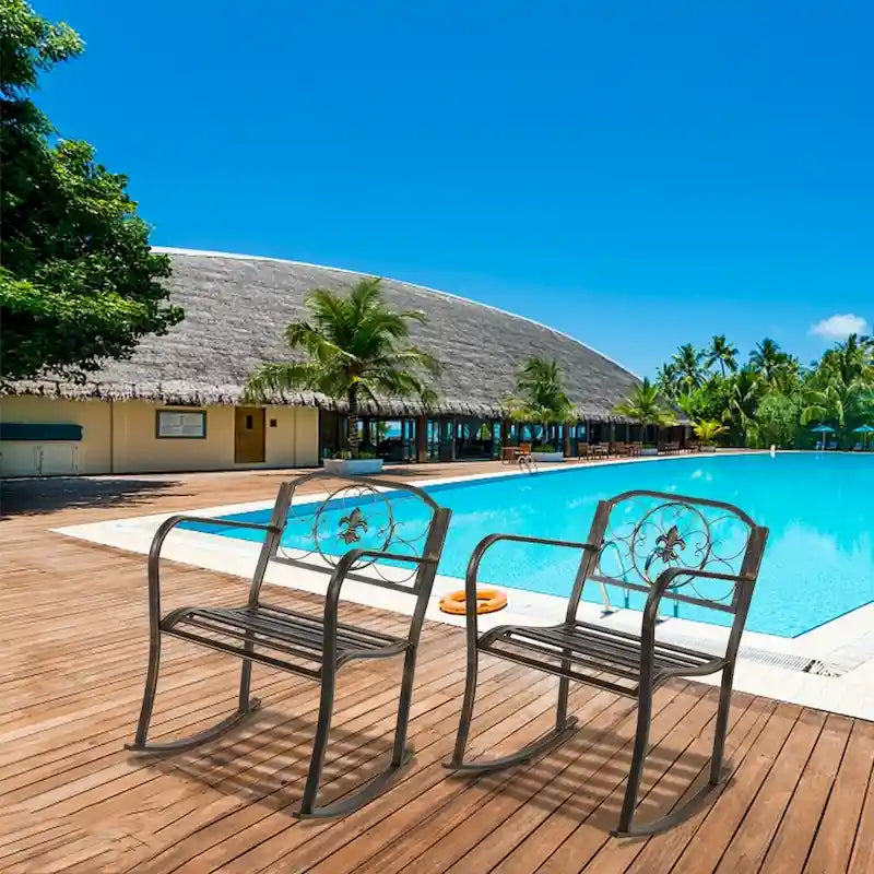 Fauteuil à bascule simple à tube plat de 31,5 pouces, couleur bronze