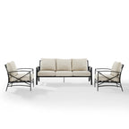 Ensemble de canapés d'extérieur 3 pièces Crosley Kaplan - 147 cm (L) x 68,5 cm (P) x 32 cm (H)