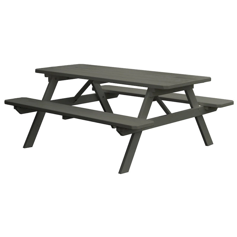 Table de pique-nique en pin de 2,4 m avec bancs intégrés