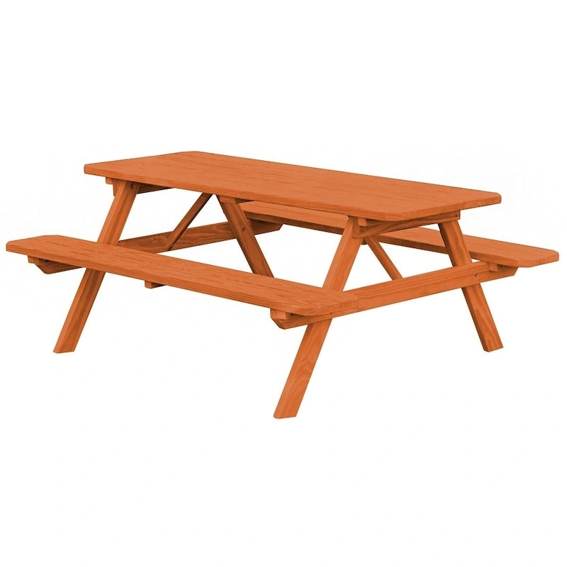 Table de pique-nique en pin de 2,4 m avec bancs intégrés