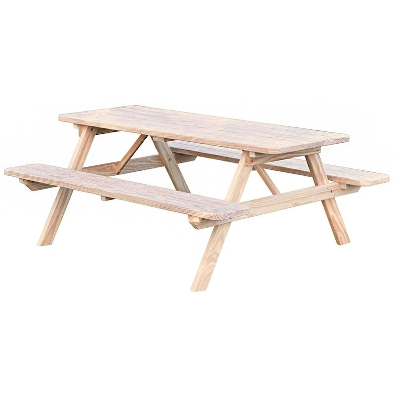 Table de pique-nique en pin de 2,4 m avec bancs intégrés