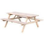 Table de pique-nique en pin de 2,4 m avec bancs intégrés