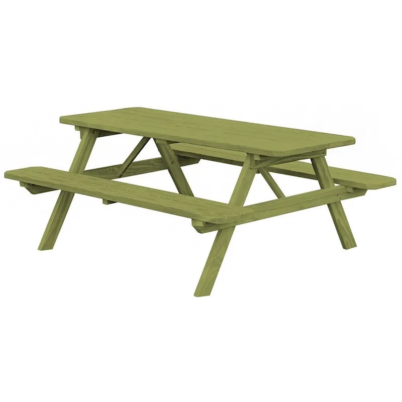Table de pique-nique en pin de 2,4 m avec bancs intégrés