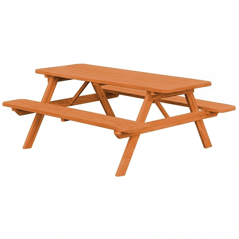 Table de pique-nique en pin de 2,4 m avec bancs intégrés