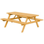 Table de pique-nique en pin de 2,4 m avec bancs intégrés