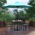Ensemble de patio avec table de 89 cm, 2 chaises et parasol avec pied - 89,5 cm L x 89,5 cm P x 75 cm H