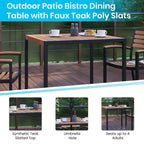 Ensemble de patio avec table de 89 cm, 2 chaises et parasol avec pied - 89,5 cm L x 89,5 cm P x 75 cm H