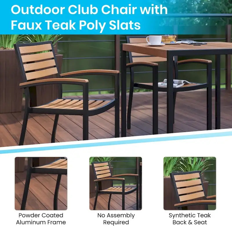 Ensemble de patio avec table de 89 cm, 2 chaises et parasol avec pied - 89,5 cm L x 89,5 cm P x 75 cm H