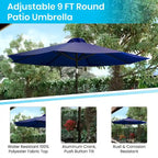 Ensemble de patio avec table de 89 cm, 2 chaises et parasol avec pied - 89,5 cm L x 89,5 cm P x 75 cm H