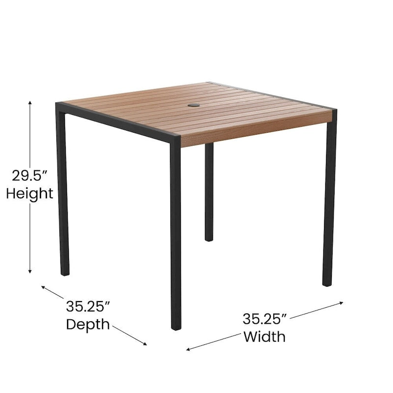 Ensemble de patio avec table de 89 cm, 2 chaises et parasol avec pied - 89,5 cm L x 89,5 cm P x 75 cm H