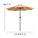 Ensemble de patio avec table de 89 cm, 2 chaises et parasol avec pied - 89,5 cm L x 89,5 cm P x 75 cm H