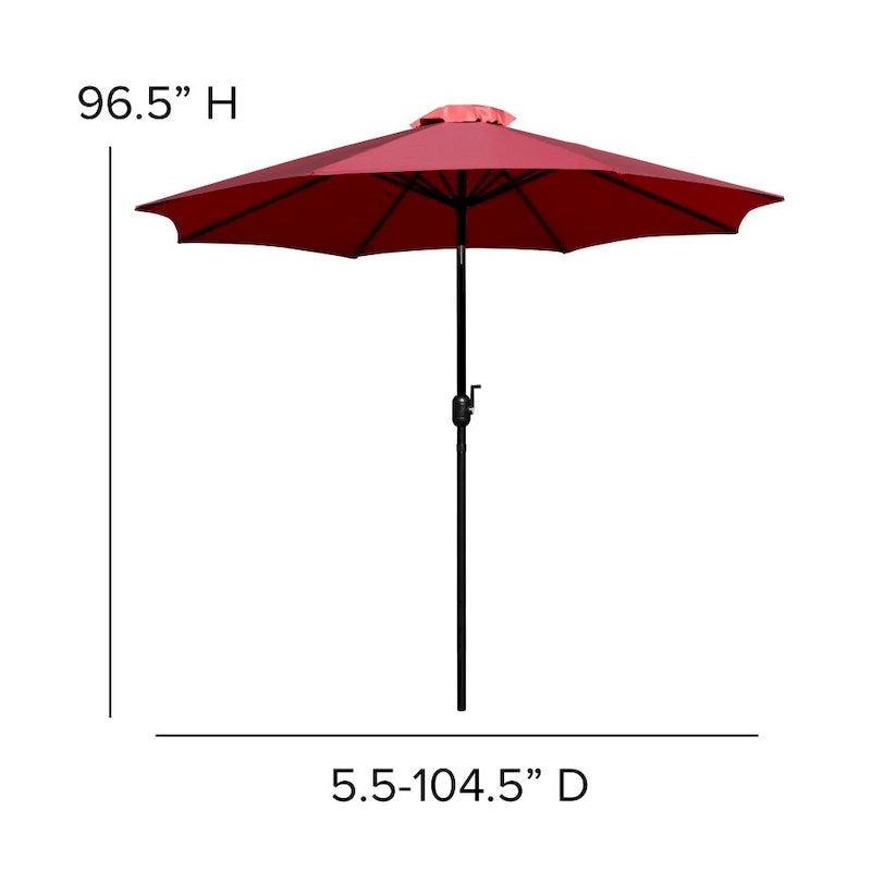 Ensemble de patio avec table de 89 cm, 2 chaises et parasol avec pied - 89,5 cm L x 89,5 cm P x 75 cm H