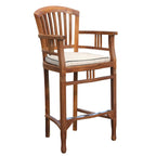 Ensemble table et chaises de bar Orleans en bois de teck Chic Teak 9 pièces avec coussins